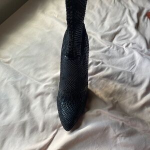 NEVER WORN! Black snake print thigh high boots.